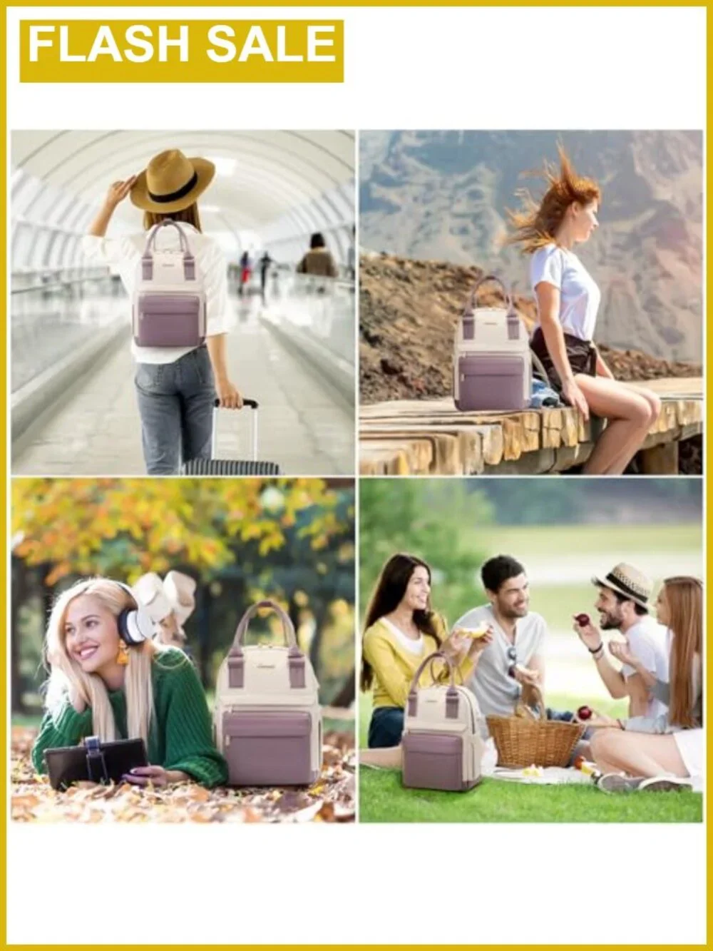Mini Backpack for Women Waterproof Nylon Daypack with USB Port